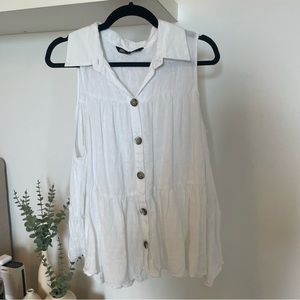 ZARA White Linen Top. Perfect Condition. Size M
